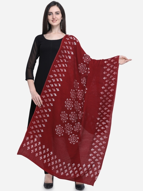 

Satrani Women Maroon Printed Dupatta