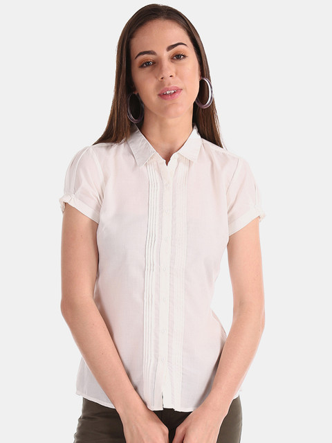 

Cherokee Women White Regular Fit Solid Casual Shirt
