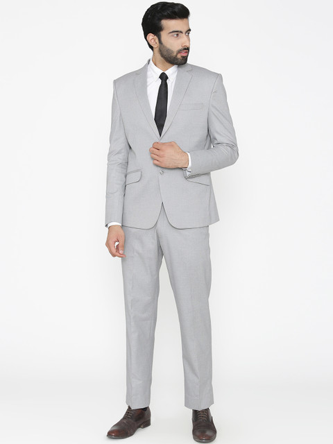 

Wintage Men Grey Self Design Single-Breasted Regular Fit Suit