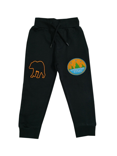 

KiddoPanti Boys Black Solid Joggers