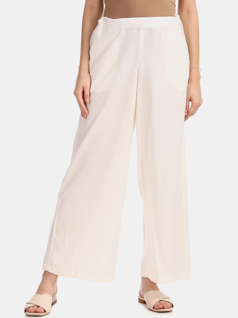 

Bronz Women White Solid Straight Palazzos