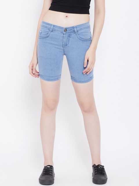 

Nifty Women Blue Solid Slim Fit Denim Shorts