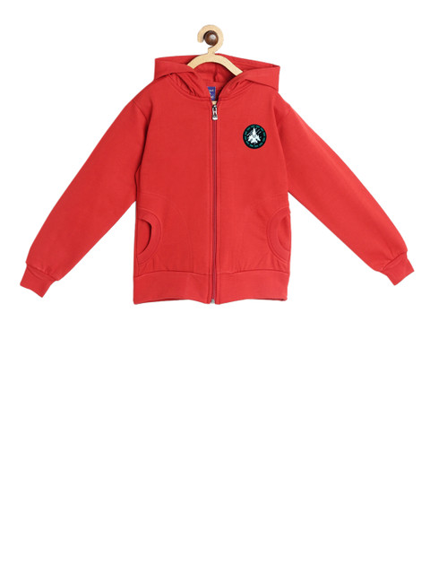 

SWEET ANGEL Boys Red Solid Hooded Sweatshirt