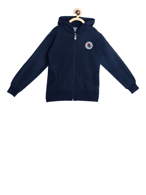 

SWEET ANGEL Boys Navy Blue Solid Hooded Sweatshirt