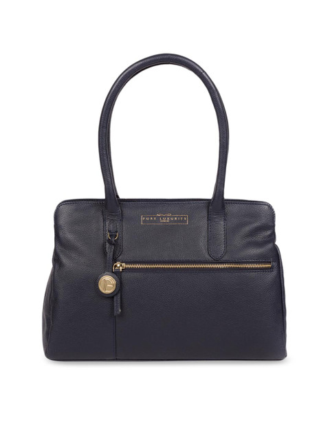

PURE LUXURIES LONDON Women Navy Blue Solid Genuine Leather Darby Shoulder Bag