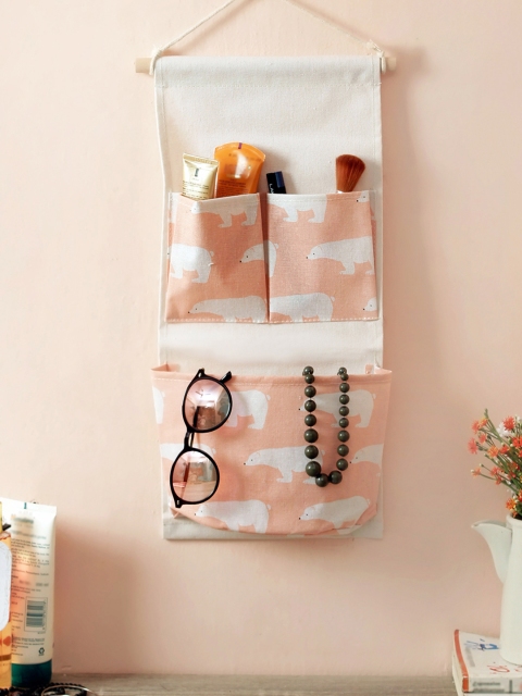 

Cortina Unisex Off White & Peach-Coloured Printed Handbag Organiser