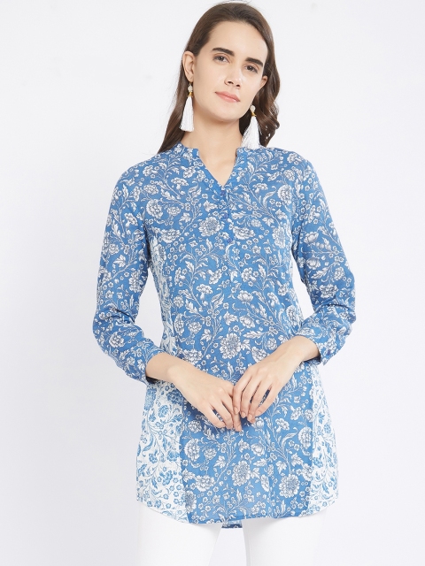 

Fusion Beats Women Blue & Off-White Printed Tunic