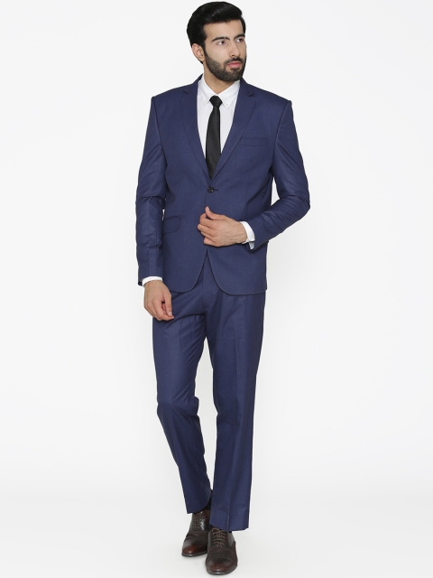 

Wintage Men Blue Self Design Single-Breasted Regular Fit Suit