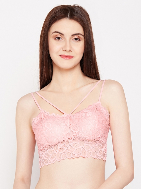Golden Girl Pink Solid Non-Wired Lightly Padded Bralette Bra 527-Gaagrii_30A