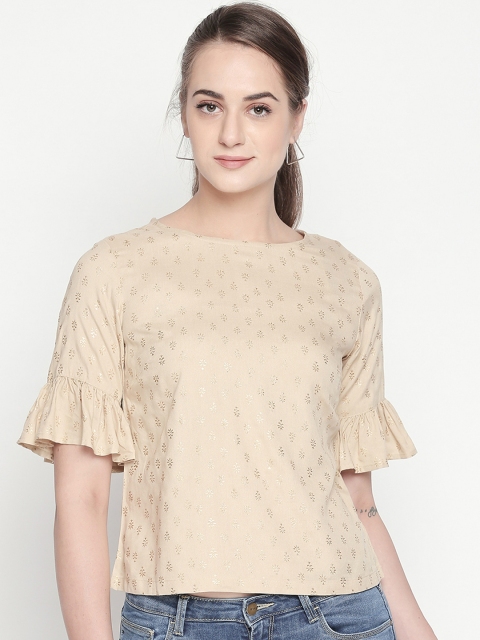 

AKKRITI BY PANTALOONS Women Gold-Toned Printed Top