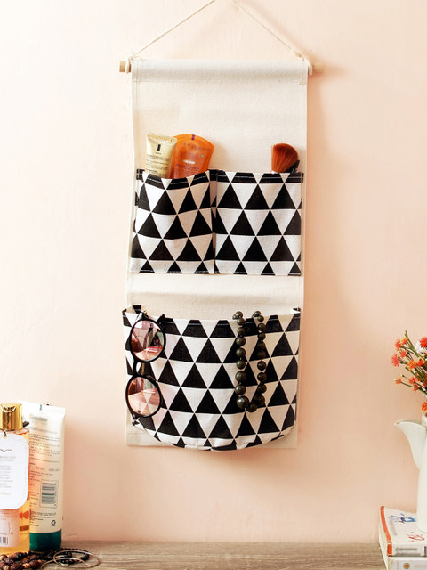 

Cortina Unisex Off White & Black Printed Handbag Organiser