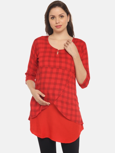 

GOLDSTROMS Women Red and Black Maternity Printed Tunic