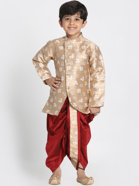 

JBN Creation Boys Beige & Maroon Woven Design Sherwani Set
