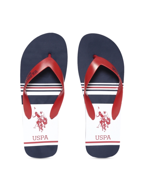 

U.S. Polo Assn. Men Navy Blue & Red Striped Thong Flip-Flops