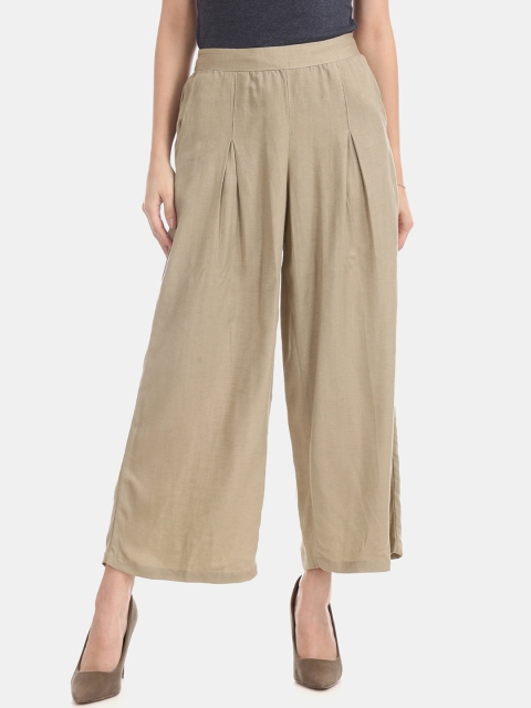 

Bronz Women Beige Solid Straight Palazzos