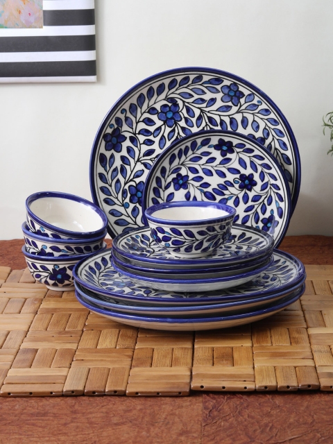 

VarEesha Set of 12 Off-White & Blue Printed Ceramic Dinner Plates & Bowls