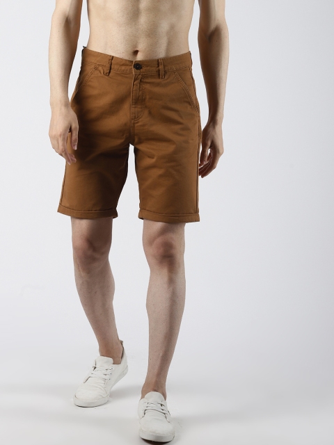 

Blue Saint Men Brown Solid Slim Fit Regular Shorts