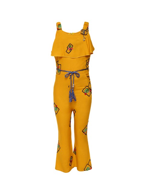

Aarika Girls Yellow Self Design Basic Jumpsuit