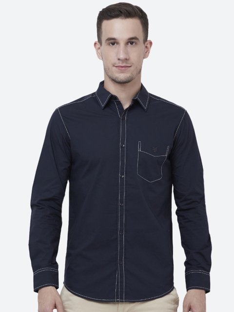

Mufti Men Navy Blue Slim Fit Solid Casual Shirt