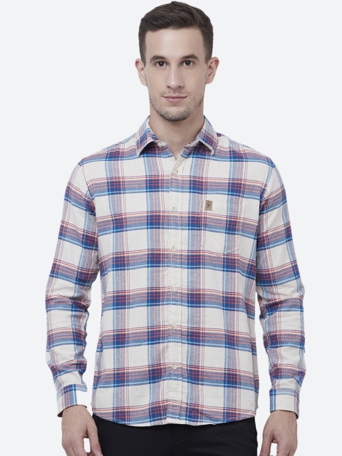 

Mufti Men Off-White & Blue Slim Fit Checked Casual Shirt