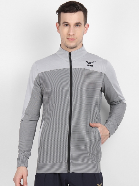 

Yuuki Men Grey Striped Sporty Jacket
