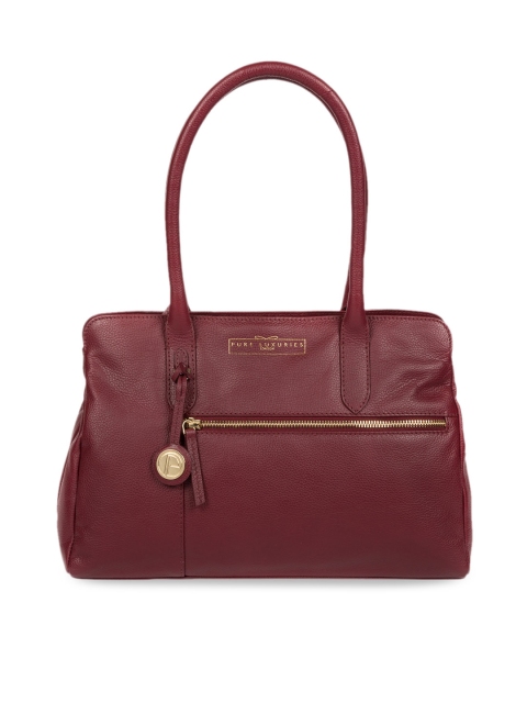 

PURE LUXURIES LONDON Women Maroon Solid Genuine Leather Darby Shoulder Bag