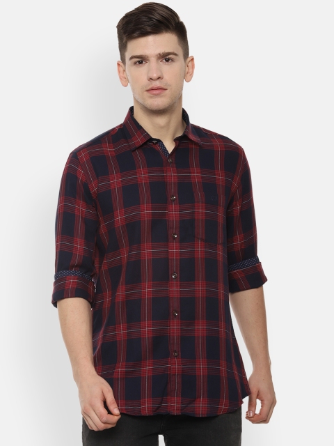 

Van Heusen Sport Men Navy Blue & Red Slim Fit Checked Casual Shirt