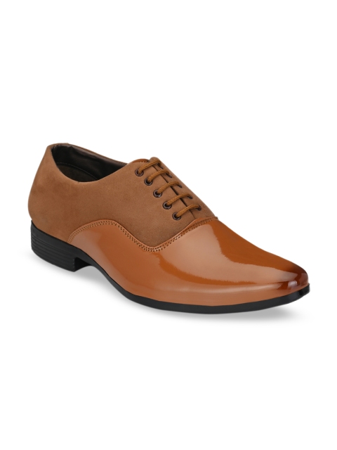 Men Tan Brown Solid Oxfords