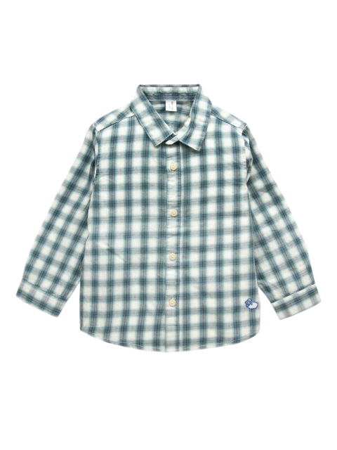 

ZERO THREE Boys Grey & White Regular Fit Checked Casual Shirt