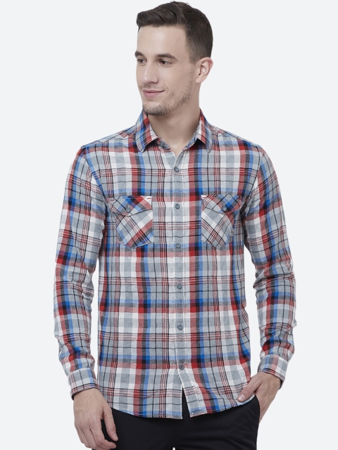 

Mufti Men Grey & Red Slim Fit Checked Casual Shirt