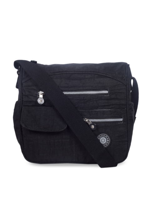 

BAHAMA Crinkle Range Unisex Black Solid Messenger Bag