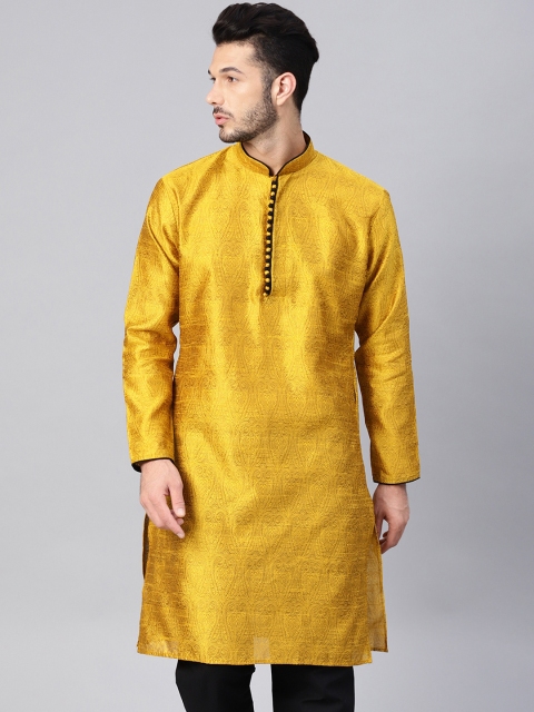 

SOJANYA Men Mustard Solid Straight Kurta