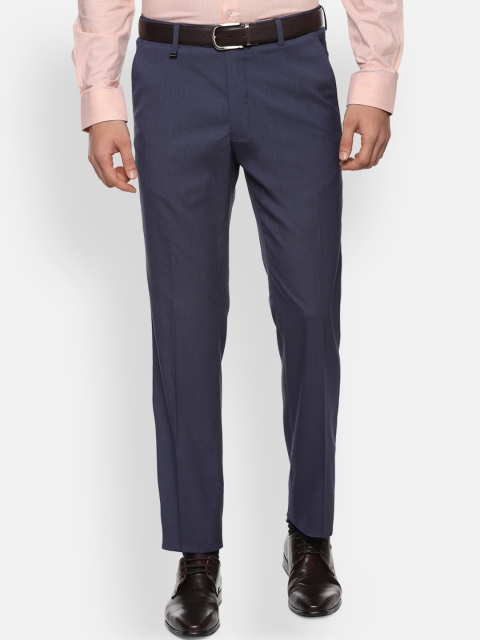 

Van Heusen Men Navy Blue Slim Fit Solid Formal Trousers
