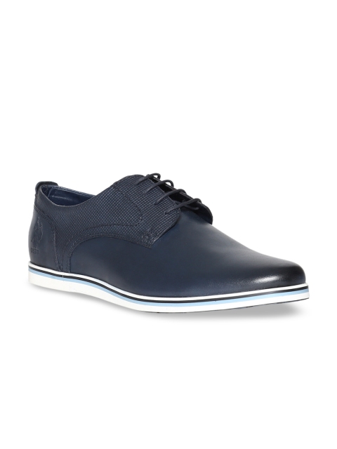 

U.S. Polo Assn. Men Navy Blue Solid Leather Formal Derbys