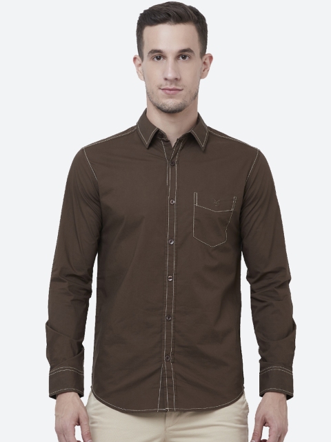 

Mufti Men Brown Slim Fit Solid Casual Shirt