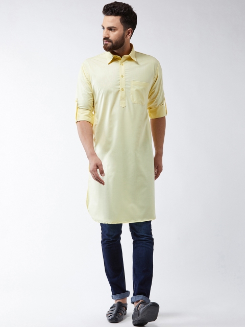 

SOJANYA Men Yellow Solid Pathani Kurta