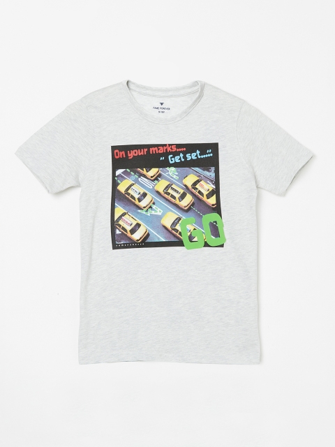 

Fame Forever by Lifestyle Boys Grey Melange Printed Round Neck T-shirt