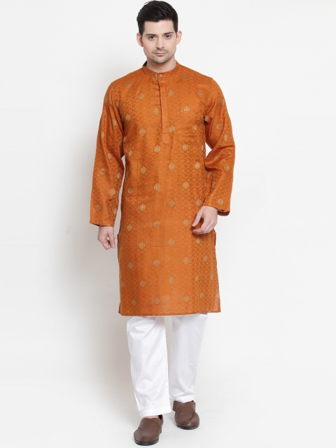 

NEUDIS Men Brown Woven Design Straight Kurta