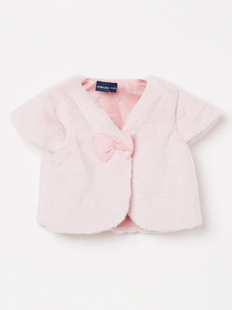 Juniors by Lifestyle Girls Pink Solid Open Front Shrug