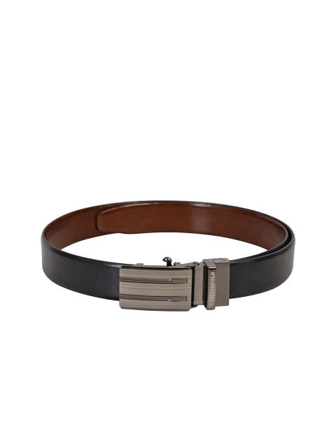 

CHRISTOPOLO Men Black Reversible Leather Solid Belt