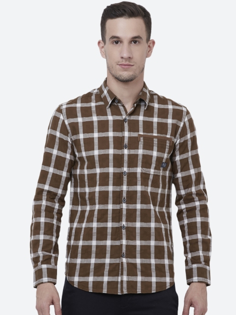

Mufti Men Brown Slim Fit Checked Casual Shirt