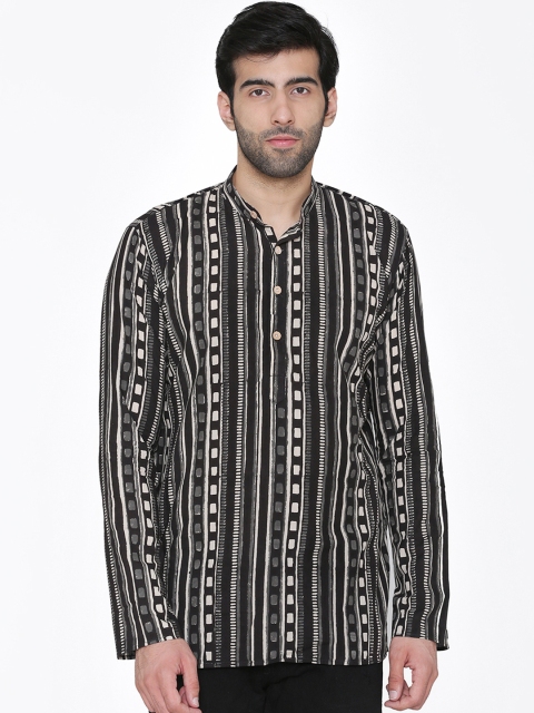 

Wintage Men Black & Beige Striped Straight Kurta