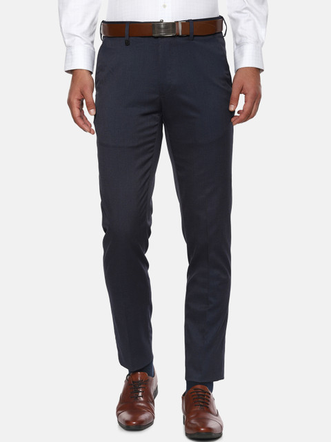 

Van Heusen Men Navy Blue Slim Fit Solid Formal Trousers