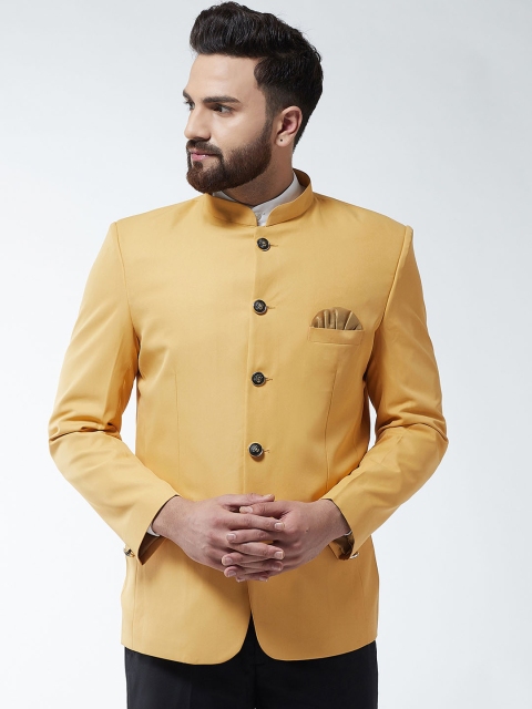 

SOJANYA Men Mustard Yellow Solid Blazer
