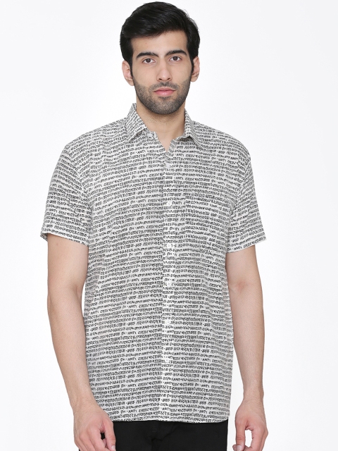 

Wintage Men White & Black Regular Fit Printed Casual Shirt