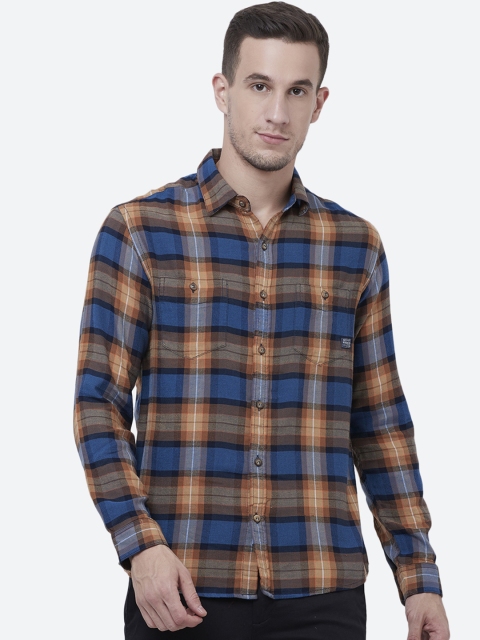 

Mufti Men Blue & Beige Slim Fit Checked Casual Shirt