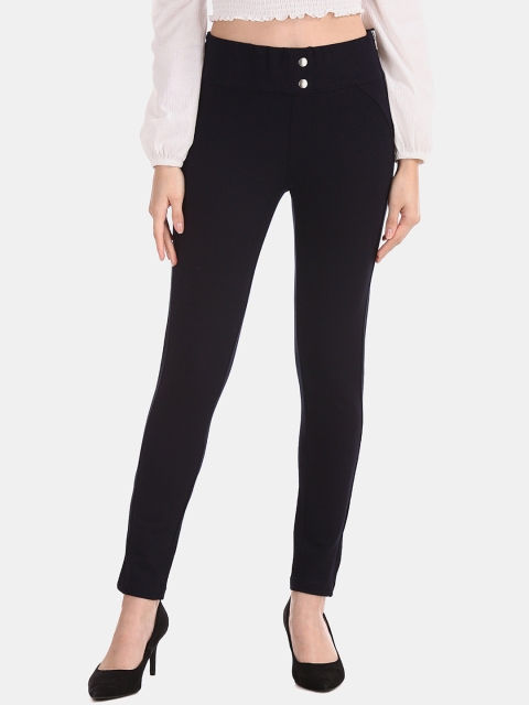 

ELLE Women Navy Blue Knit Treggings