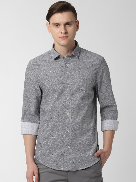 

Peter England Casuals Men Grey & Black Slim Fit Printed Casual Shirt