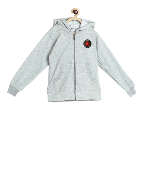 

SWEET ANGEL Girls Grey Solid Hooded Sweatshirt