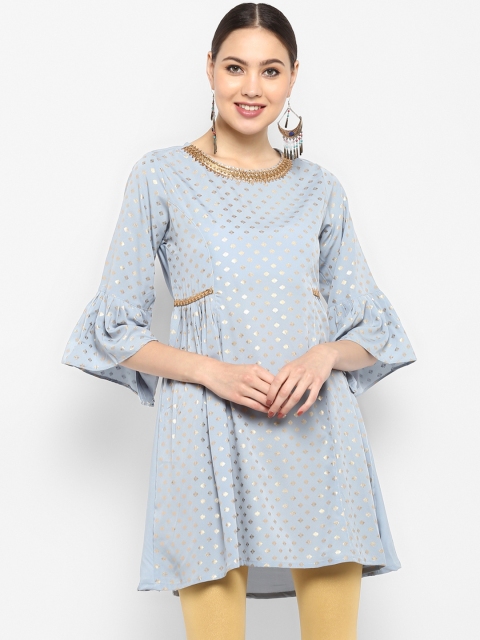 

Janasya Women Grey Printed A-Line Kurti